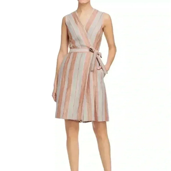 Lafayette 148 New York Oaklyn Striped Linen Jumpsuit size 4 - Picture 1 of 13